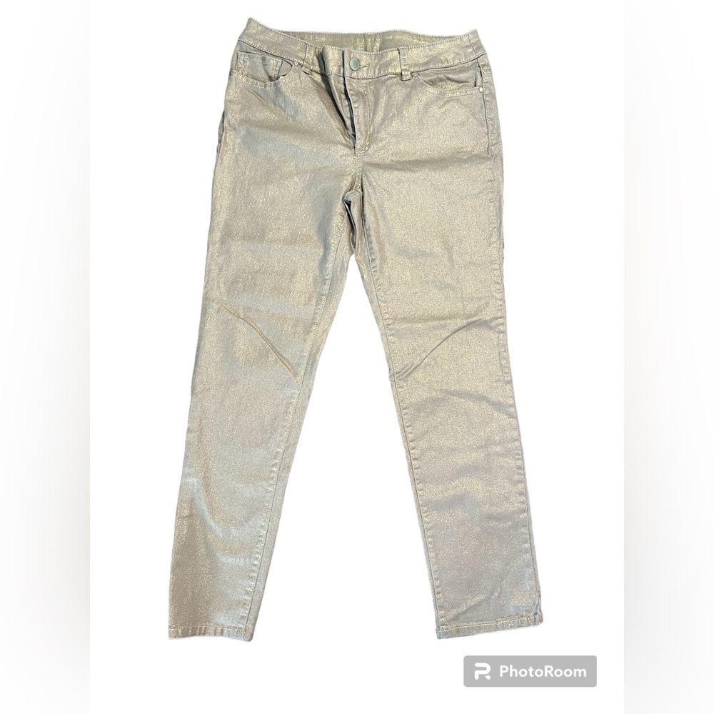 Chico’s platinum ankle straight jean size 0.5 gold shimmer jean size 6